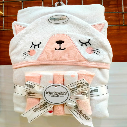 Baby Wrapping Bath Towel Pink Color